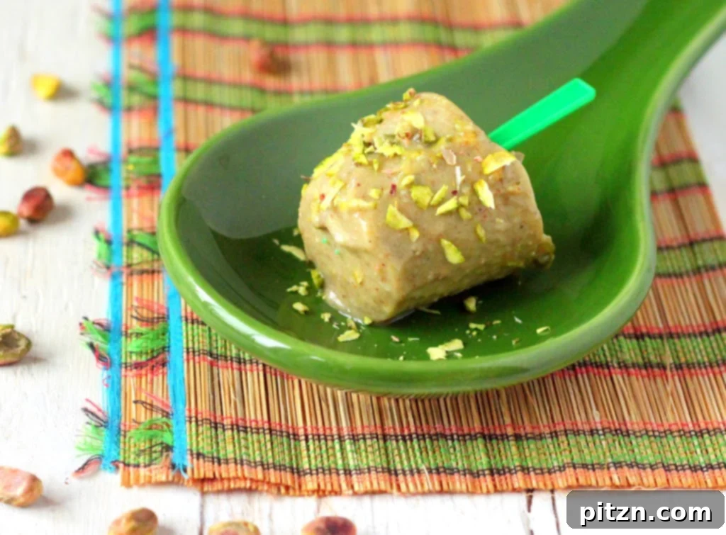 Vegan Gluten-Free Pistachio Almond Cardamom Kulfi Pops 5 Creamy Pistachio Almond Cardamom Popsicle - Indian Pista Kulfi Dessert. Non Dairy Ice Cream. Vegan Gluten-free Soy-free Recipe.