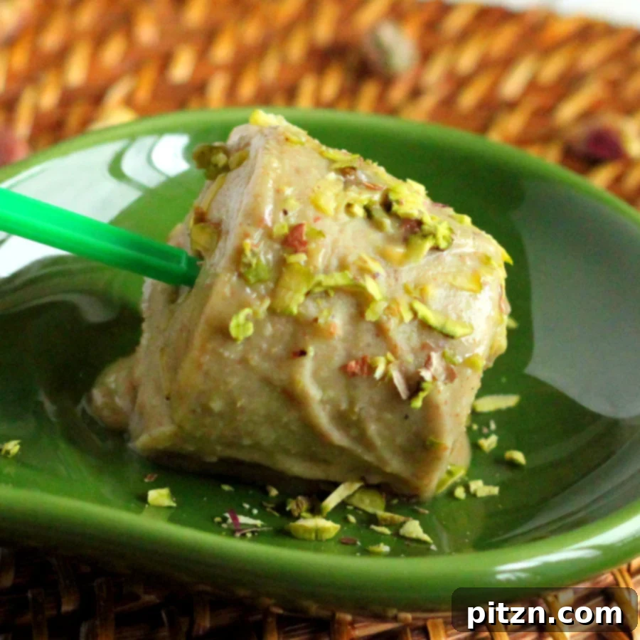 Vegan Gluten-Free Pistachio Almond Cardamom Kulfi Pops 8 Creamy Pistachio Almond Cardamom Popsicle - Indian Pista Kulfi Dessert. Non Dairy Ice Cream. Vegan Gluten-free Soy-free Recipe.