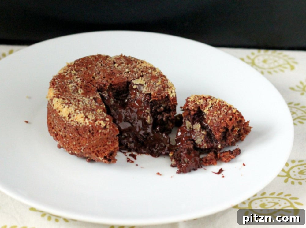 Another view of the molten lava cake, showcasing its rich texture.