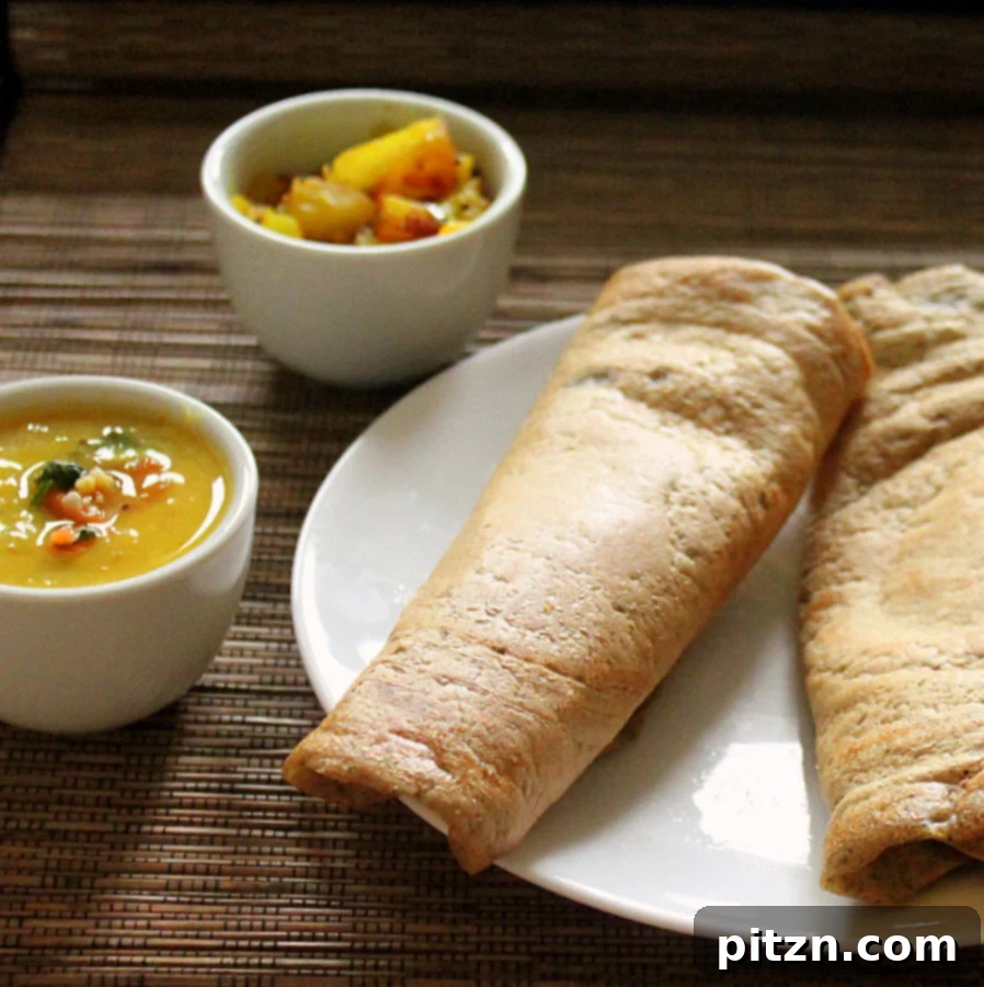 Dosa A Savory Vegan Glutenfree Lentil and Rice Crepe 4 A stack of golden brown dosas