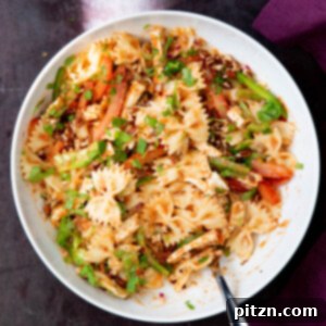 Fusion Tikka Pasta Salad 4 Vegan Tikka Masala Pasta Salad in a bowl