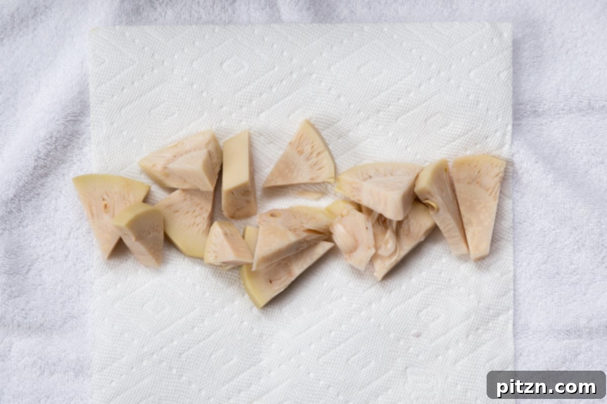 Quick & Easy Vegan Jackfruit Tacos 7 jackfruit on a piece of paper towel