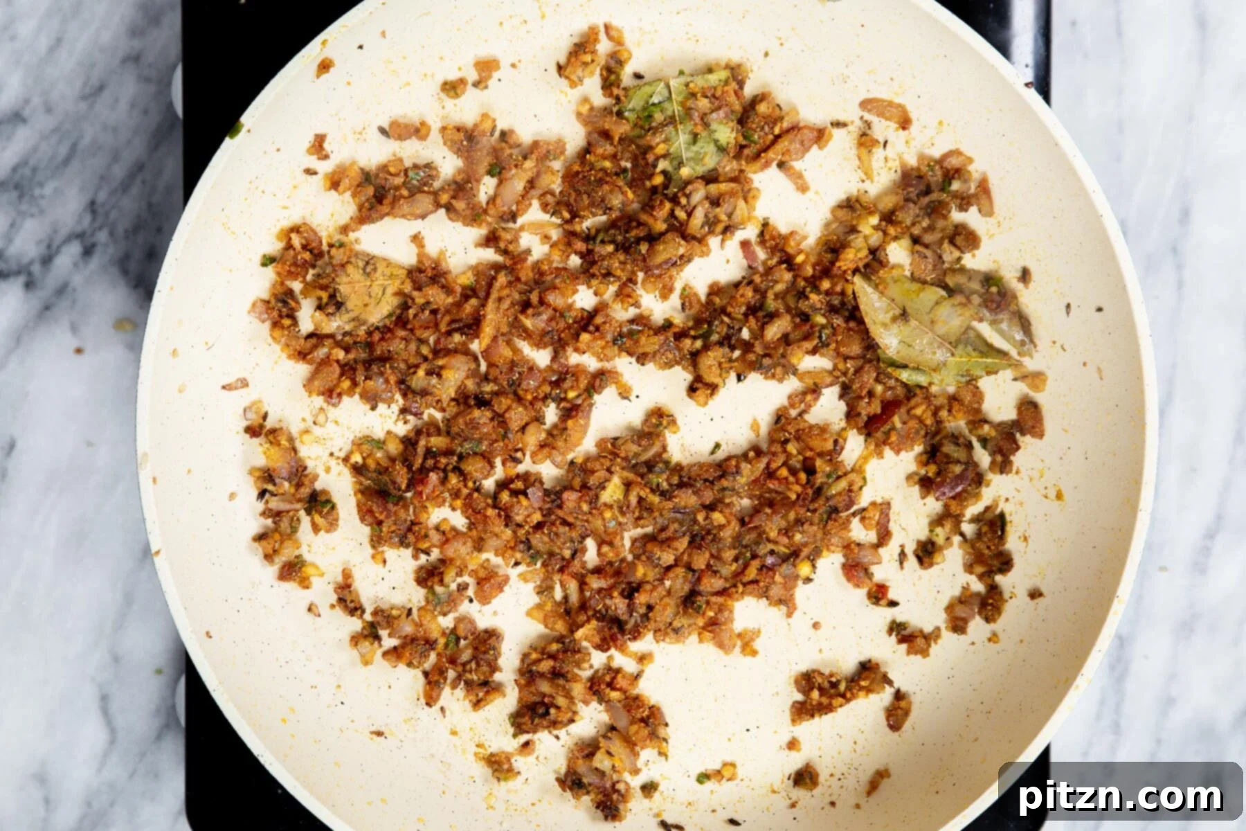 Vegan Tofu Matar 18 ginger and spices in a sauteein pan