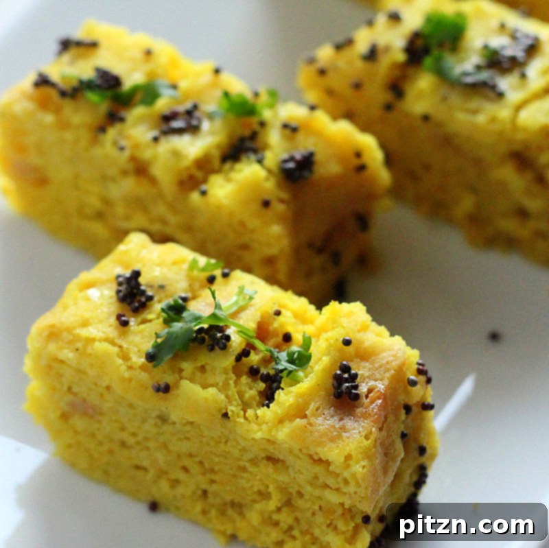 Khaman Dhokla served on a plate with traditional Indian chutneys