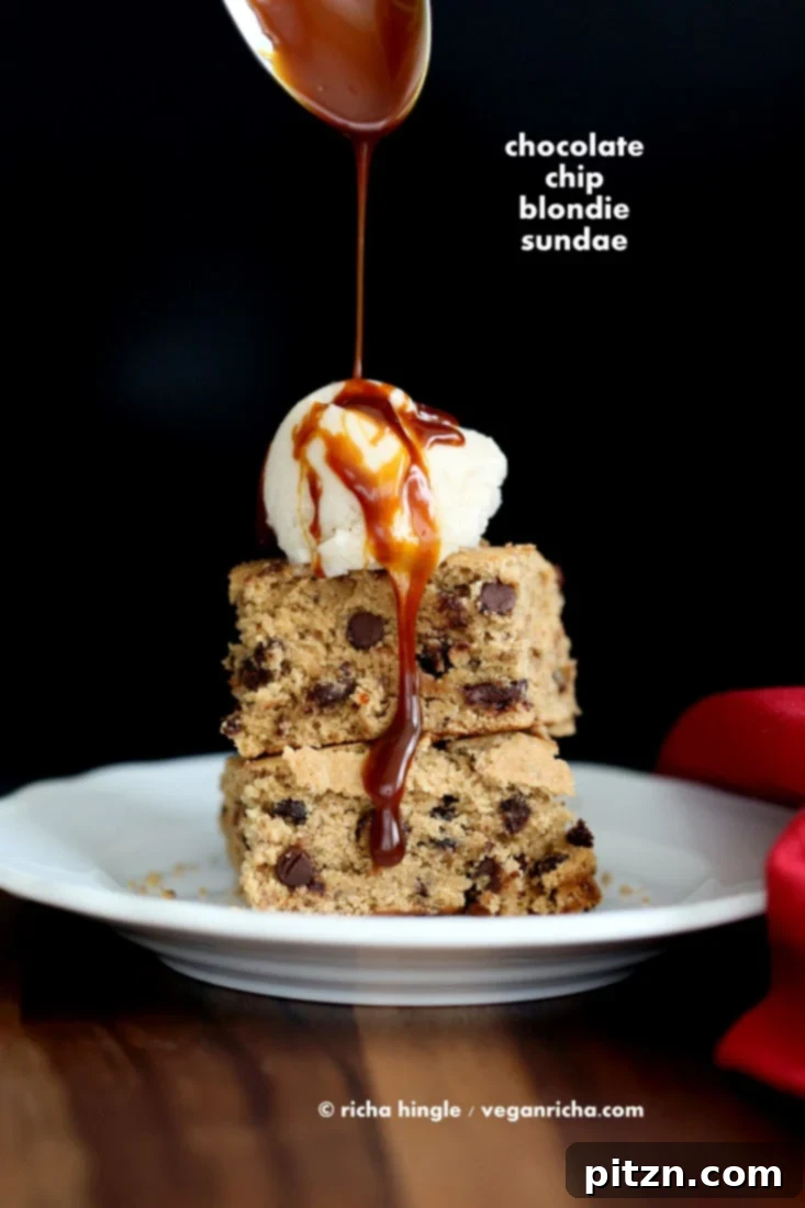 Hot Cocoa Snickerdoodles The Decadent Gluten-Free Vegan Verdict 4 Chocolate Chip Blondie Sundae - A delectable vegan and gluten-free dessert