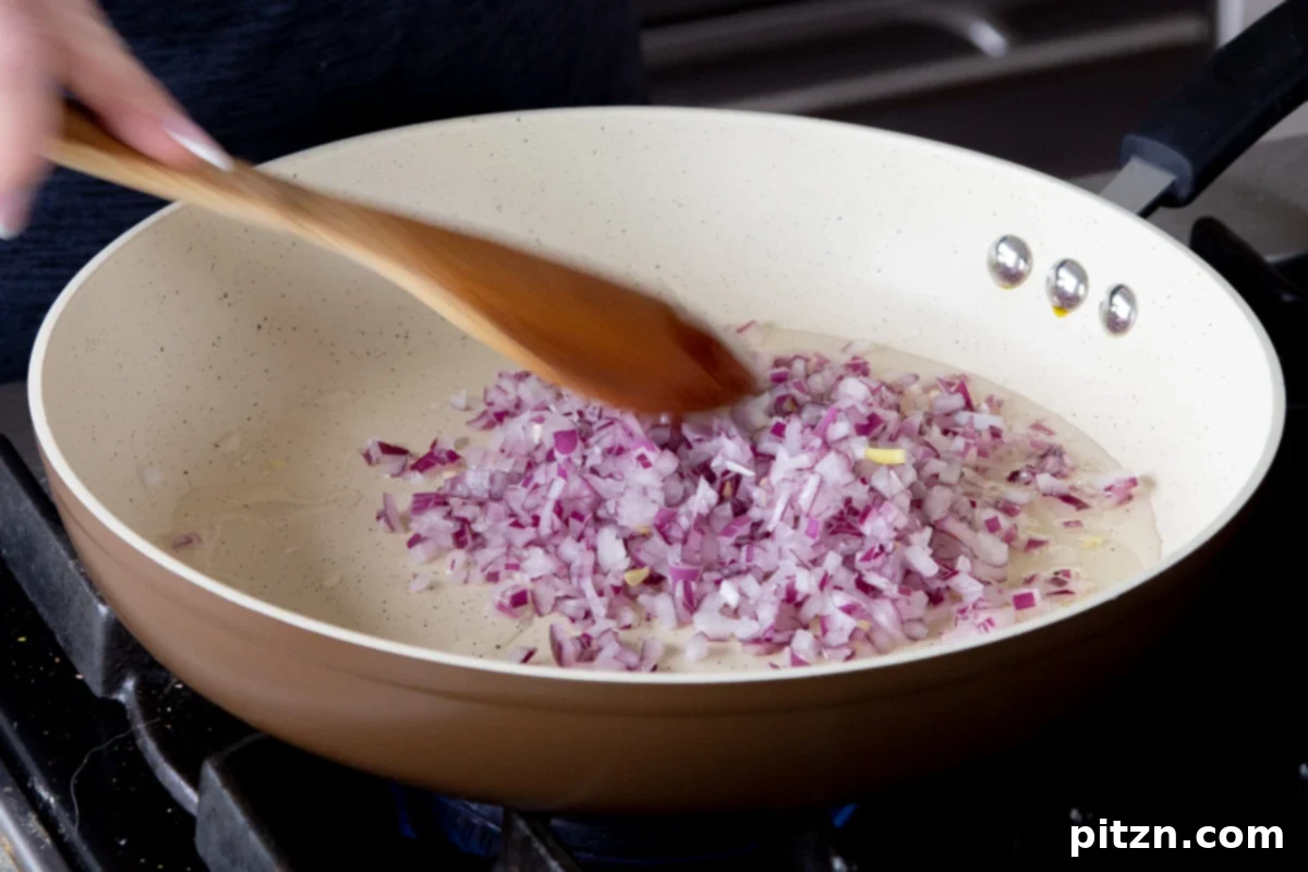 onion in the pan before cooking