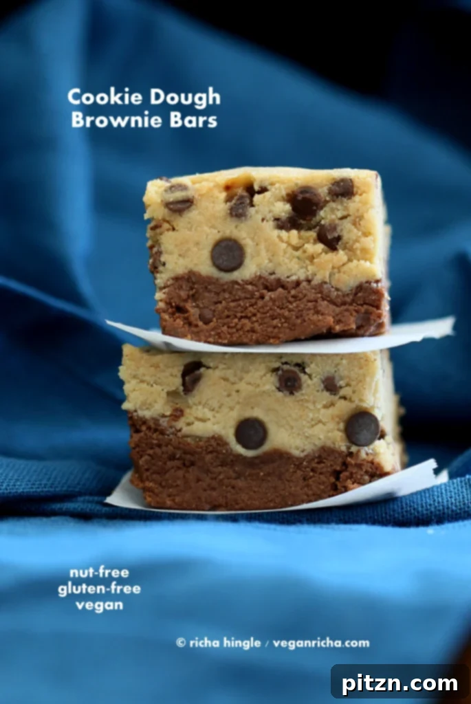 No Bake Vegan Cookie Dough Brownies Gluten Free High Protein 2 Delicious Vegan Cookie Dough Brownies with a surprising secret ingredient: protein-packed lentils. This recipe is completely dairy-free, egg-free, soy-free, and gluten-free, making it perfect for a wide range of dietary needs. Learn how to make these quick and easy chocolate chip cookie dough treats.