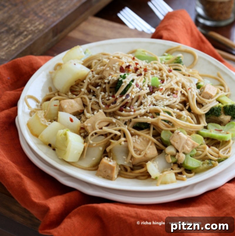 Tofu Broccoli Bok Choy Noodles | Healthy Vegan Stir Fry