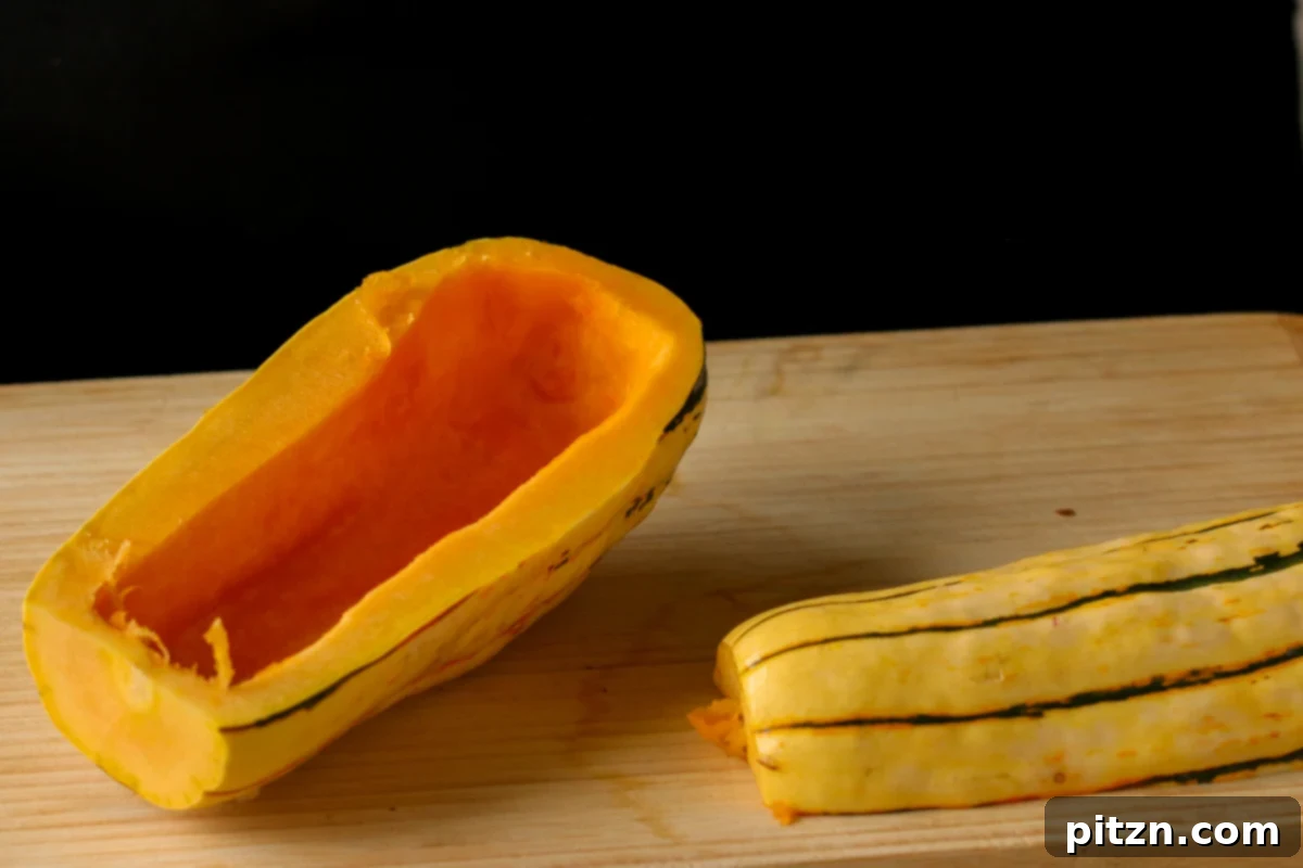 Comforting Delicata Squash and White Bean Casserole 9 delicata squash sliced in half, seeds removed