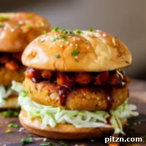 A delicious peanut white bean burger, beautifully topped with roasted sweet potato, fresh cabbage, and nestled between burger buns.
