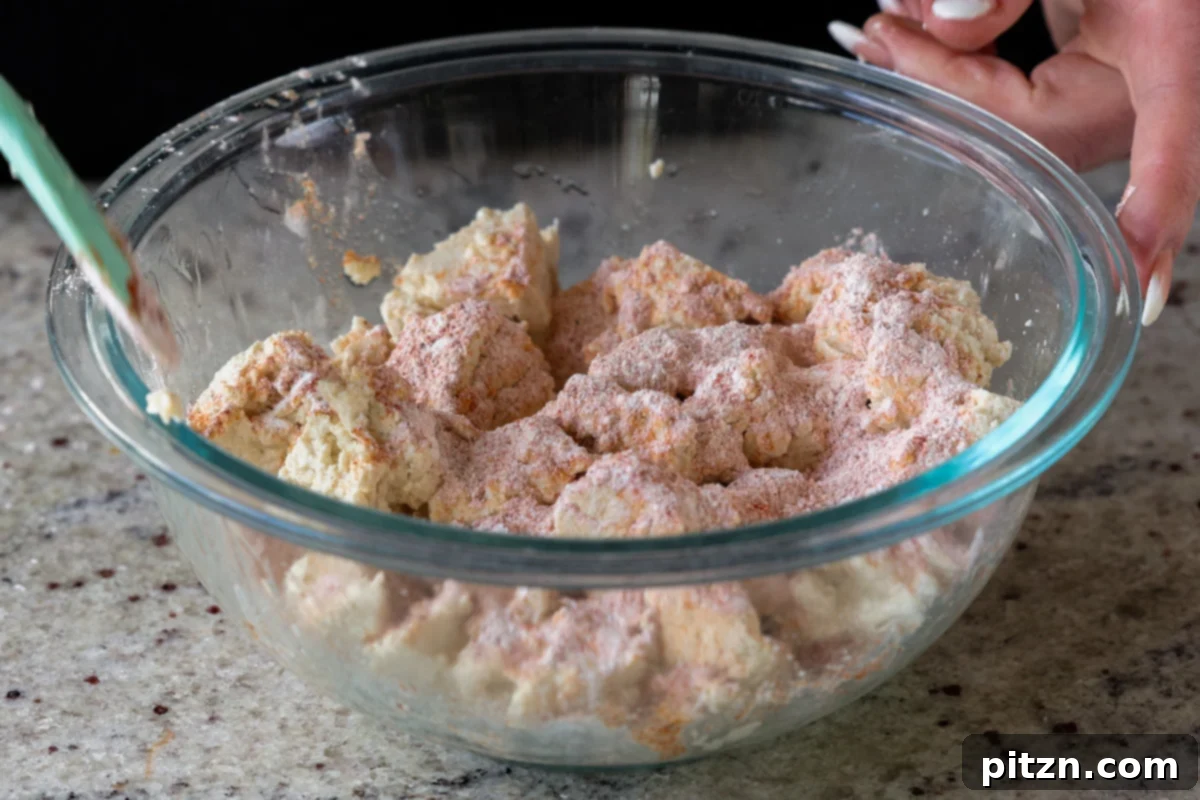 Tofu Kondattam: Crispy & Spicy South Indian Tofu 10 Seasoned tofu in a bowl before mixing, showing the dry spice blend