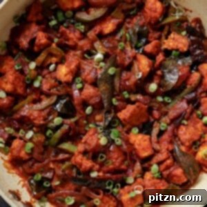 tofu kondattam in the pan after cooking and adding garnishes