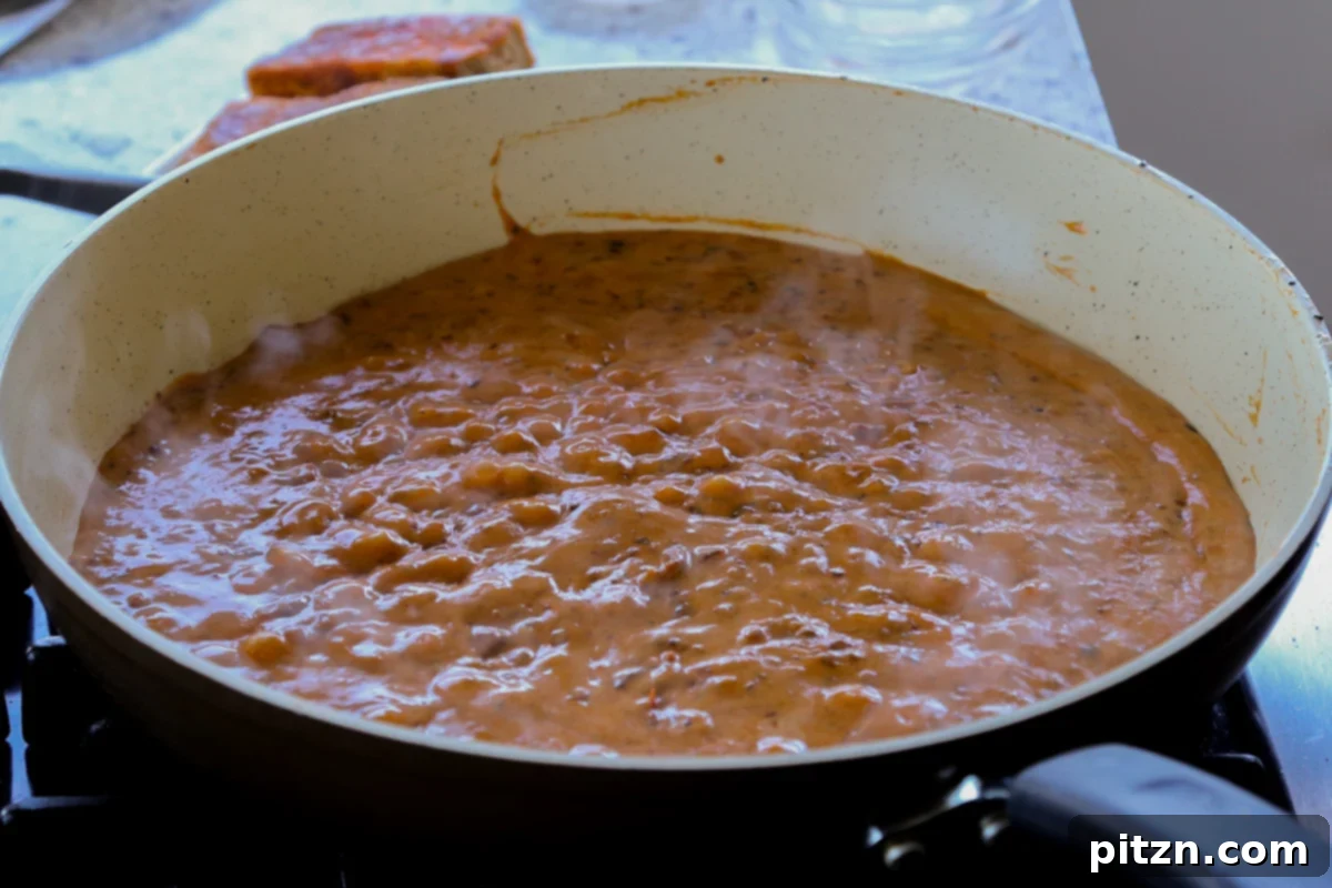 Vegan Marry Me Chicken Pasta 20 The creamy Marry Me Pasta sauce simmering gently in the pan
