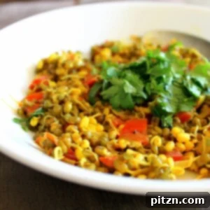Spiced Sauteed Mung Bean Sprouts: Vegan Gluten-Free Breakfast 5 Mung bean sprouts sauteed with spices, served on a white plate