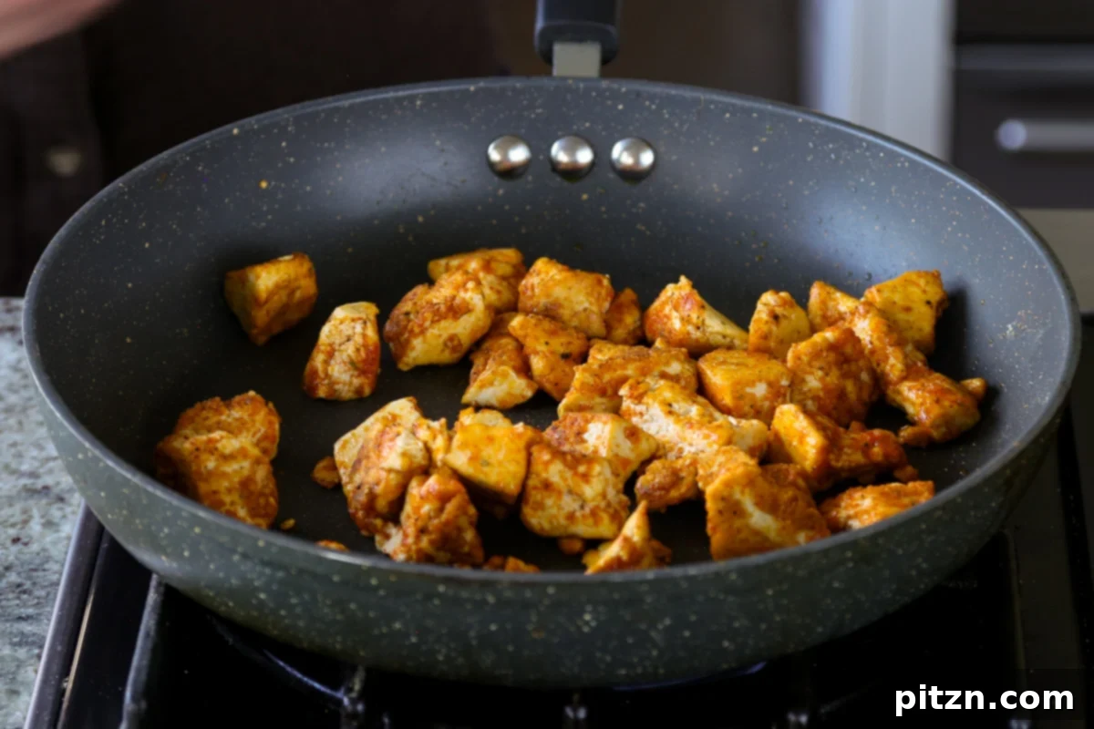 North Indian Smoky Rara Chicken Curry 15 tofu in the pan after cooking