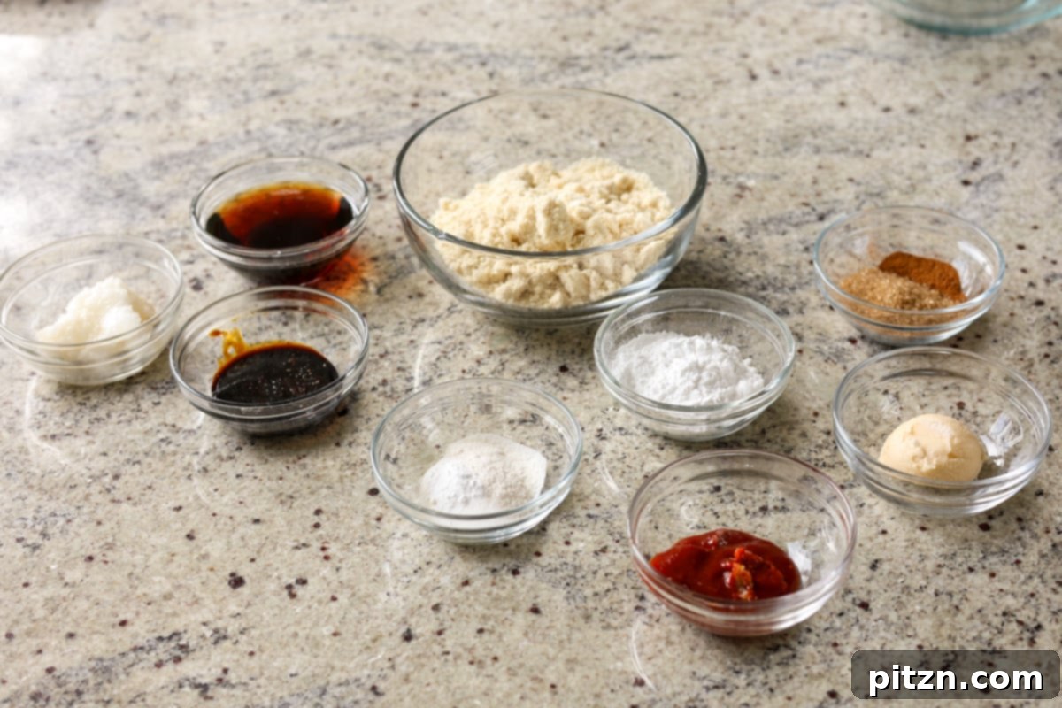 Allergy Friendly Gochujang Caramel Cookies 6 various ingredients for gochujang caramel cookies laid out on a clean surface