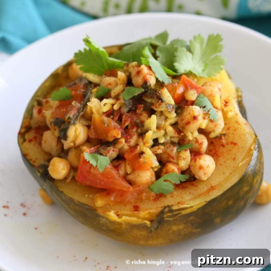 Quick Curried Chickpea Stuffed Acorn Squash 3 Delicious and healthy Curried Chickpea Stuffed Acorn Squash, prepared in a pressure cooker