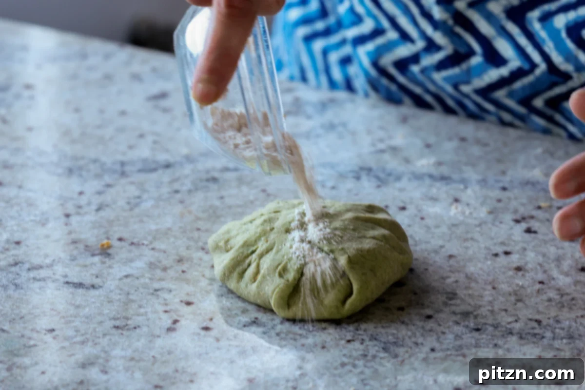 Yeast-Free Spinach Paratha Flatbread 30 Dusting the sealed, stuffed dough ball with flour before rolling, to prevent sticking.