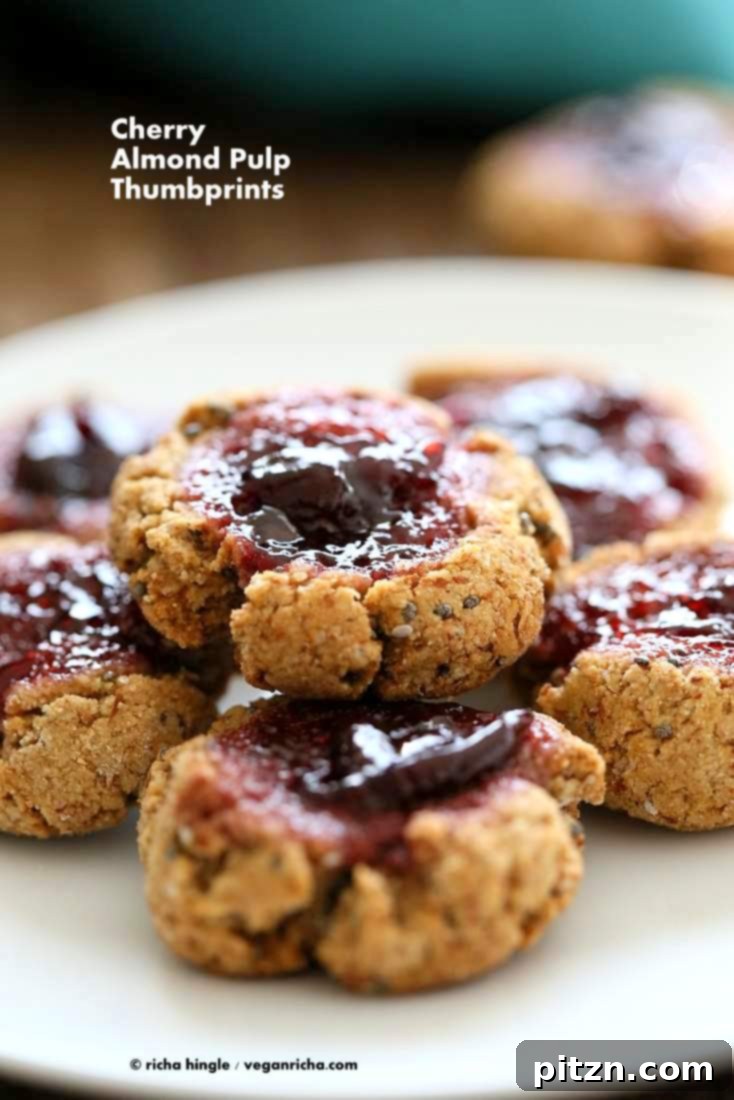 Cherry Almond Thumbprint Cookies - Almond Pulp Cookies | Vegan Richa