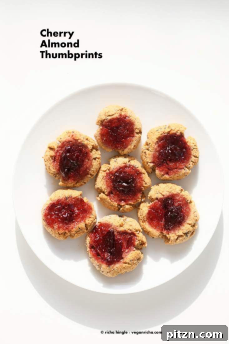 Cherry Almond Thumbprint Cookies - Almond Pulp Cookies | Vegan Richa