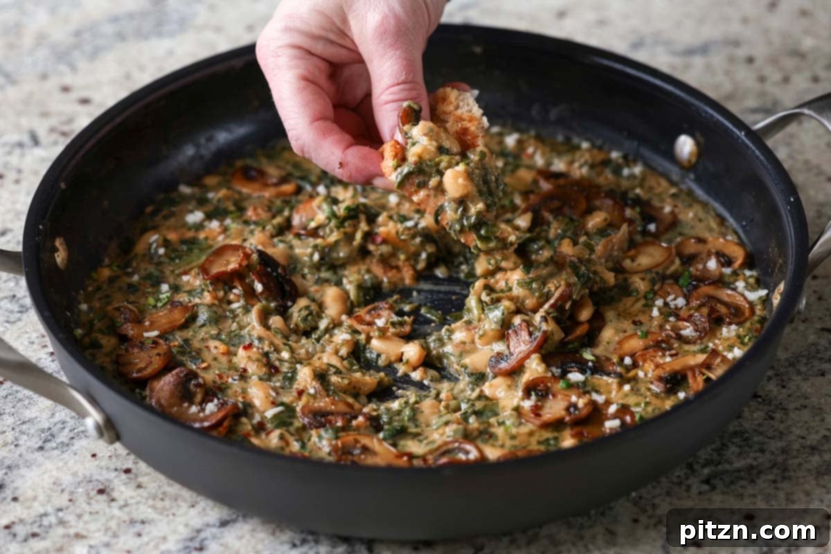 Spinach Mushroom Beans with Bread