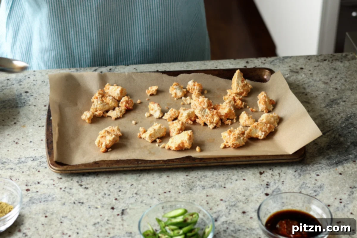 tofu on the baking pan before baking