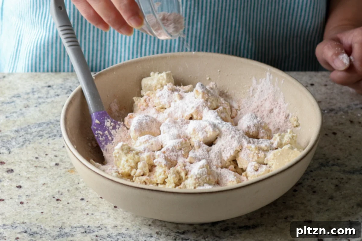 adding cornstarch to the tofu