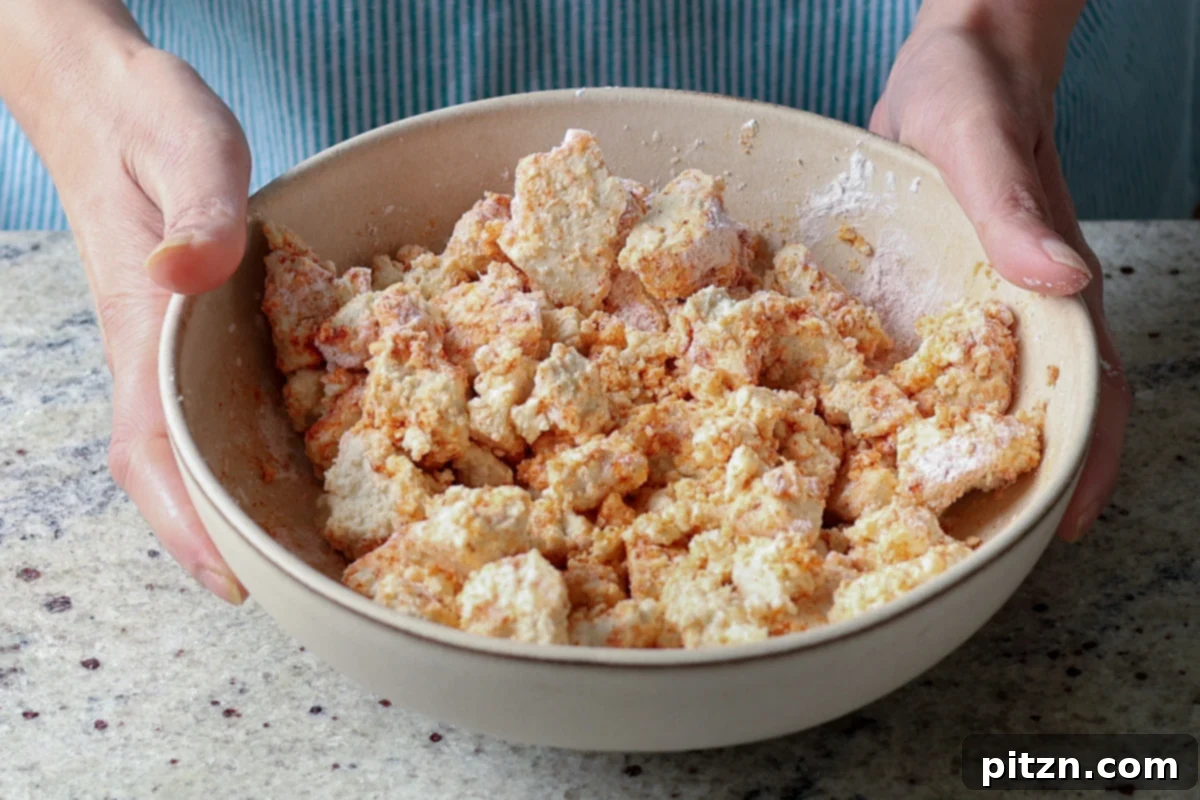 tofu tossed in cornstarch, salt, and spices