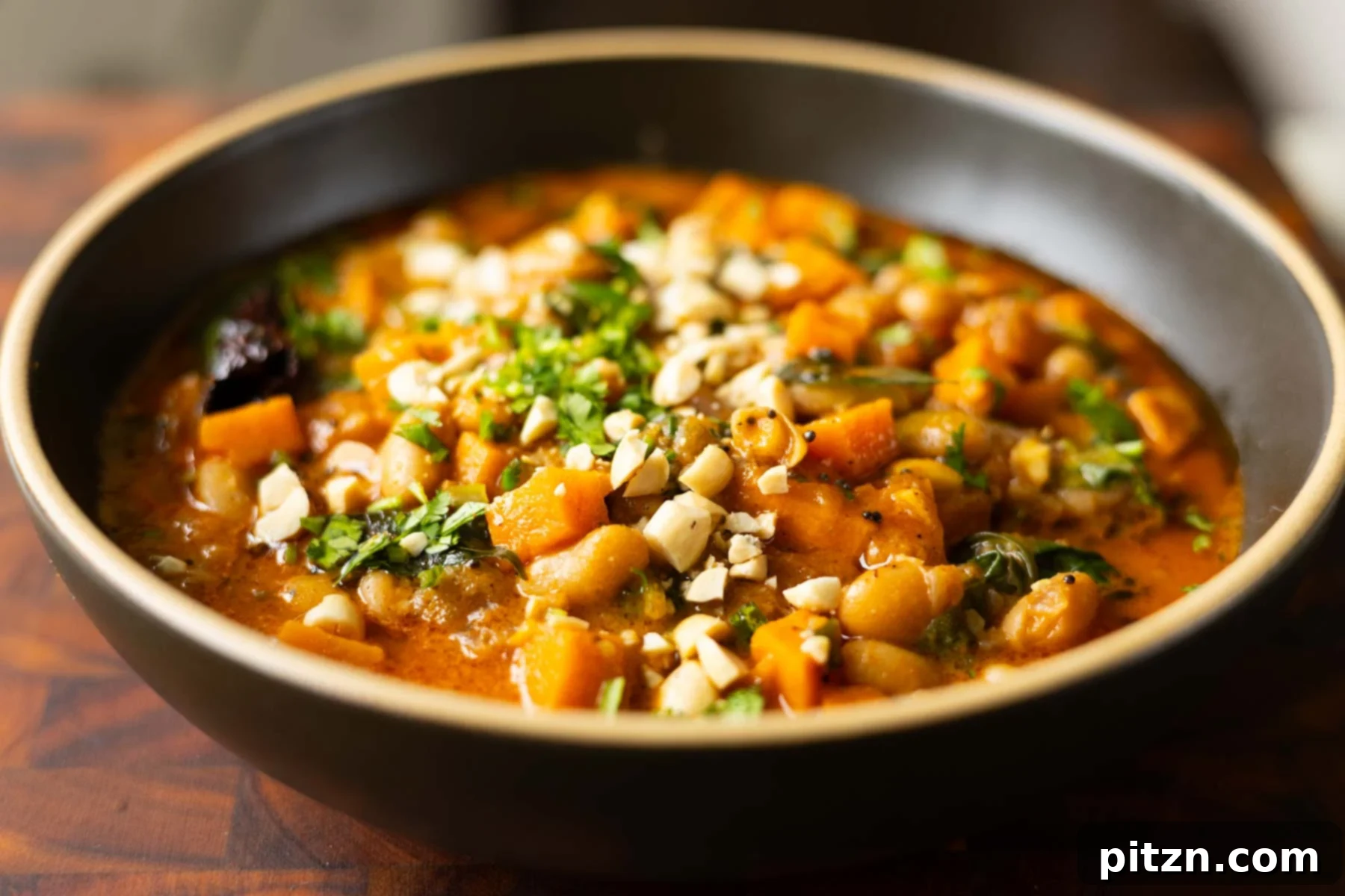 Aromatic Sweet Potato and White Bean Curry Stew 26 bowl of Indian-inspired white bean stew