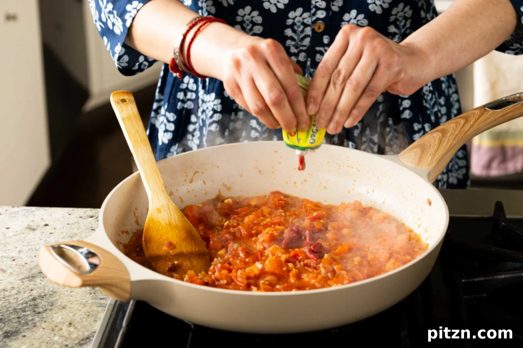 Peri Peri Pan Roasted Chickpeas 14 adding tomato paste to the pan