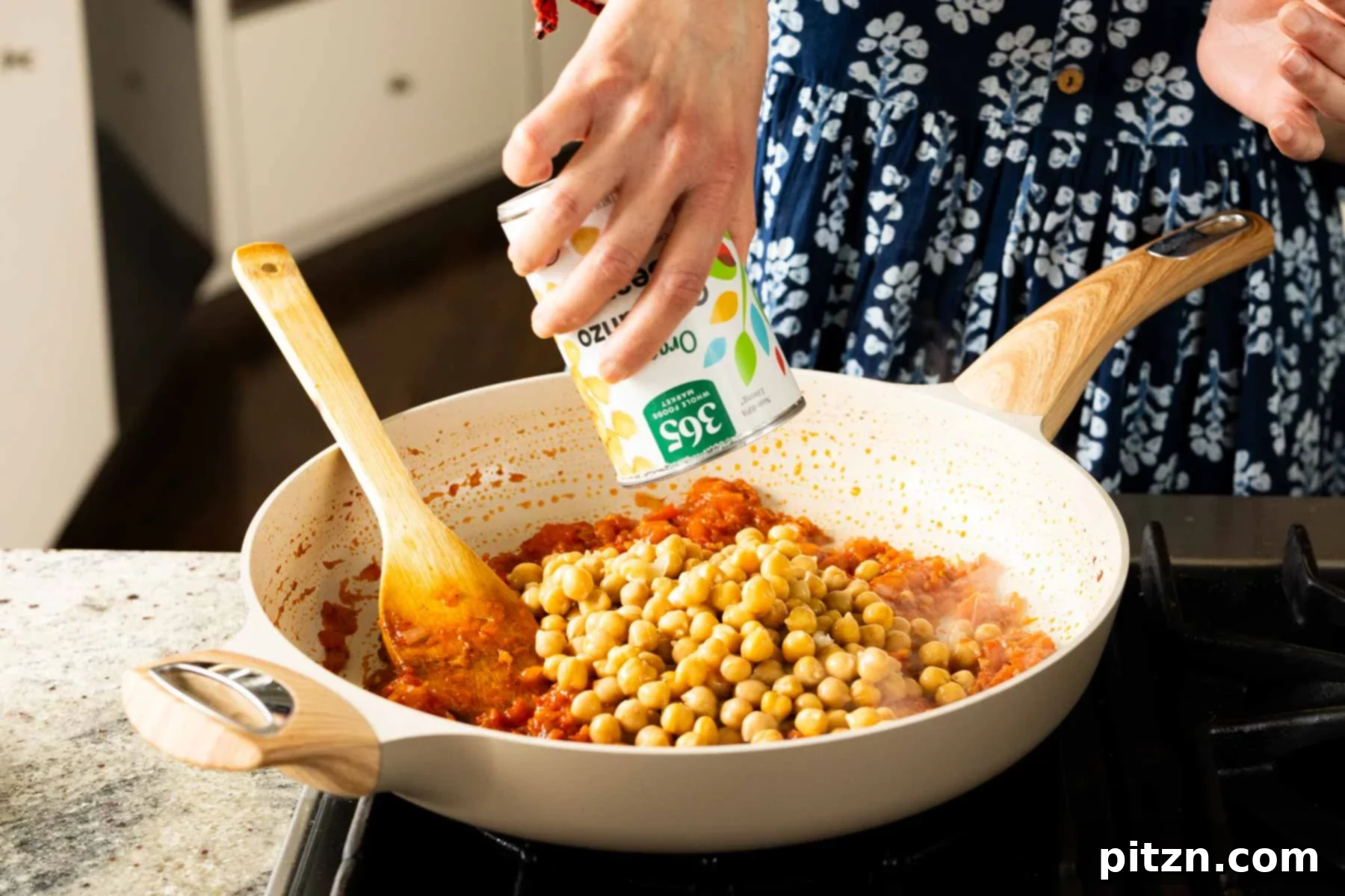 Peri Peri Pan Roasted Chickpeas 15 adding chickpeas to the pan
