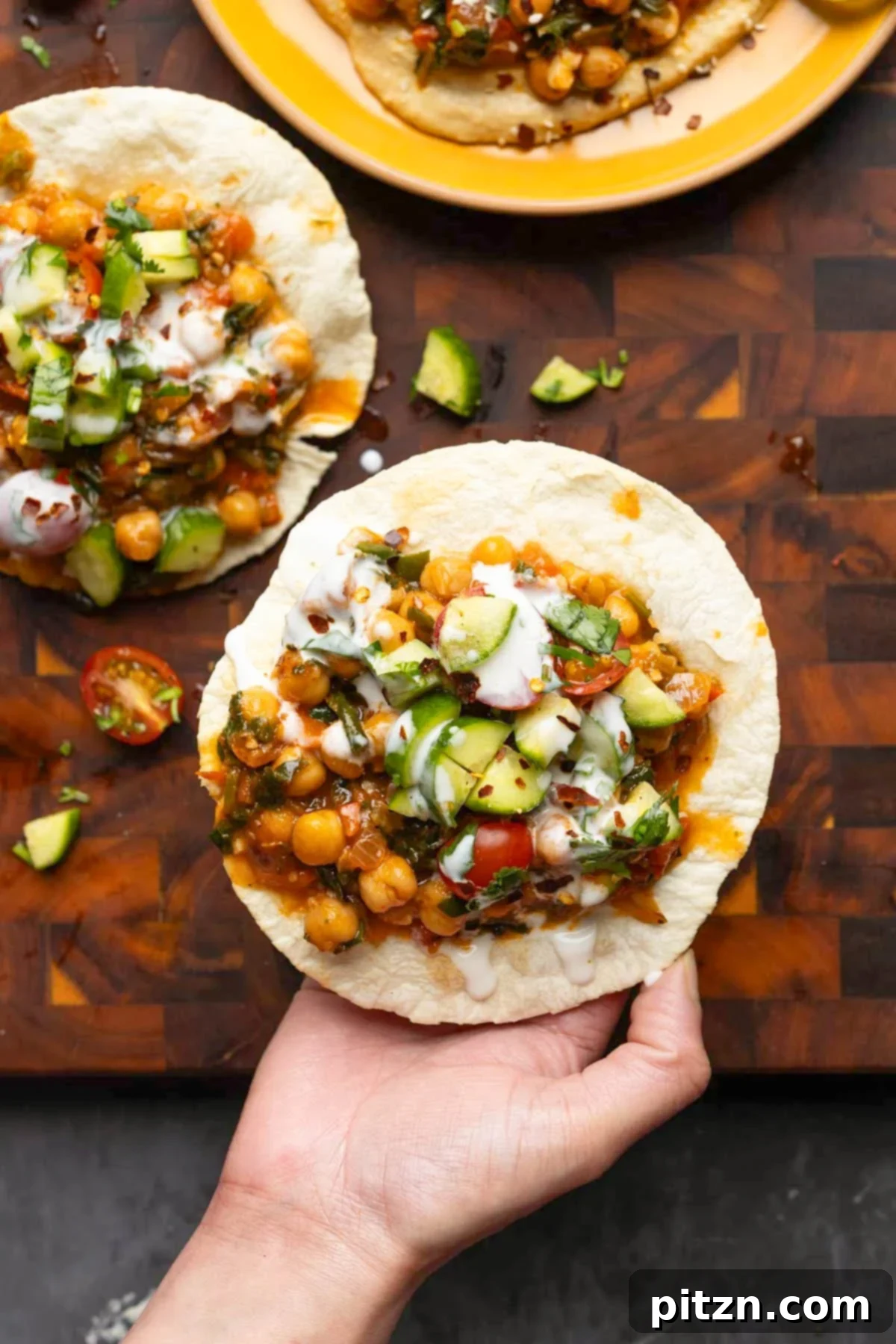 Peri Peri Pan Roasted Chickpeas 4 peri-peri chickpeas in a wrap