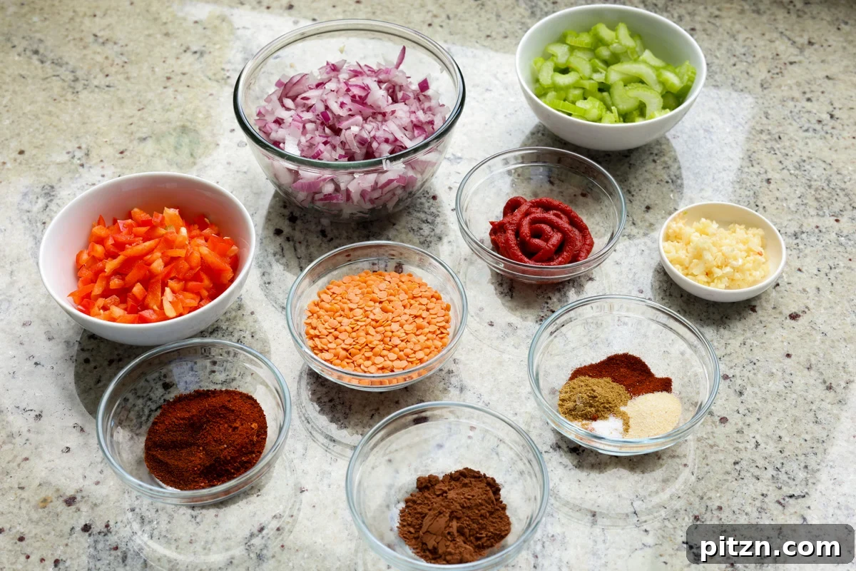 smoky kidney bean chili ingredients on the kitchen counter