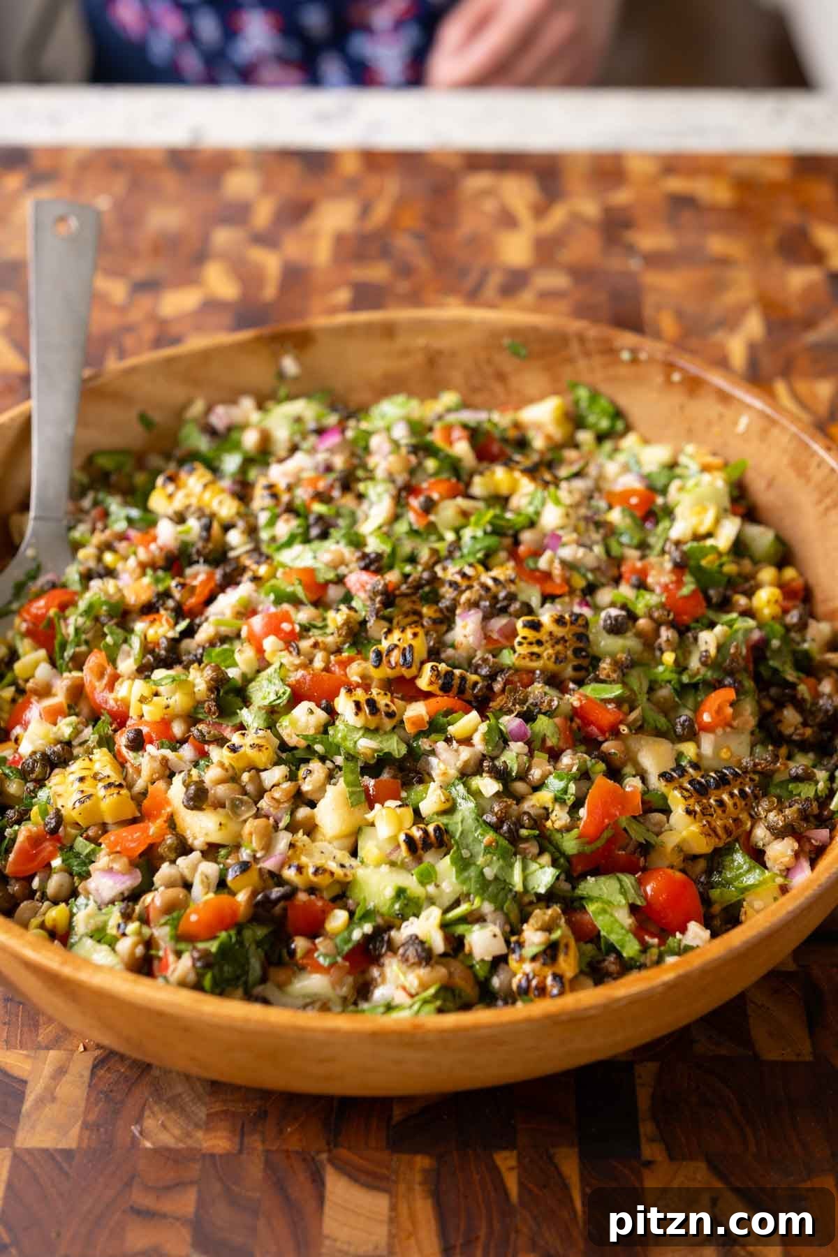 lentil dip after tossing together in the bowl