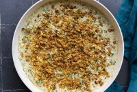 Creamy Garlic-Pepper Beans Topped with Crispy Chickpea Crumble