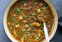 Creamy Lentil and Potato Soup with Crunchy Seed Topping